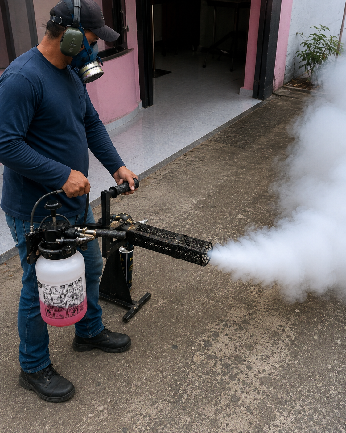 Aplicação com equipamento de proteção